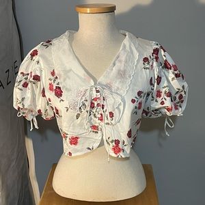 NWT Oscar Street X VRG GIRL floral top. Size L.